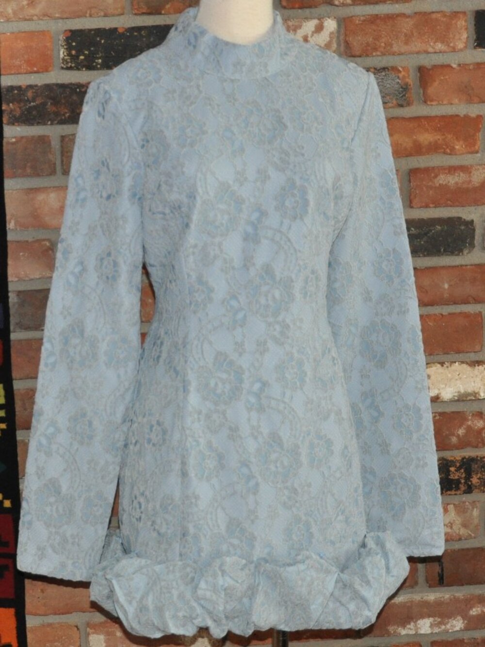 Naked Wardrobe Light Blue Lace Overlay Retro Vibe Mini Dress XL
